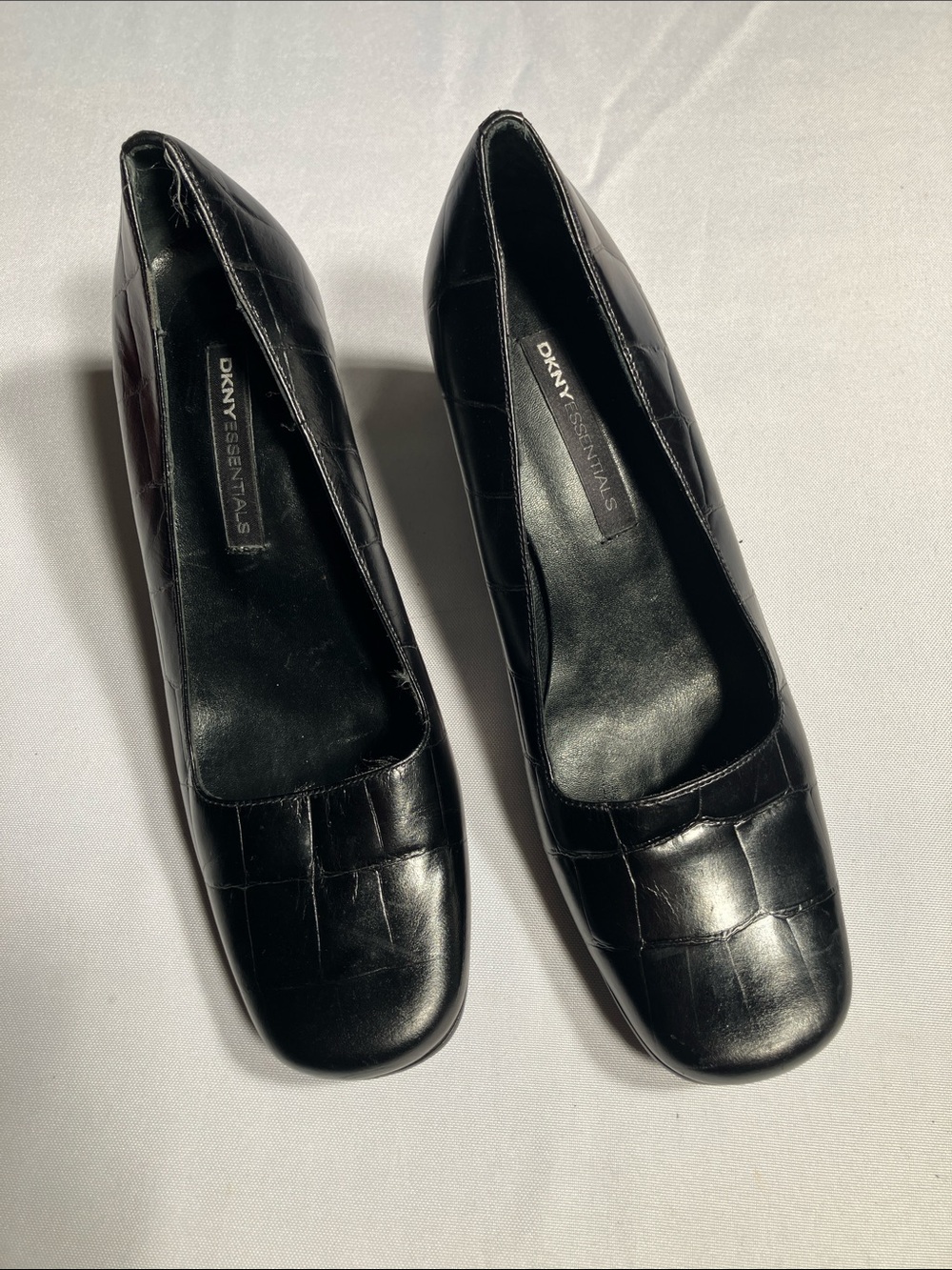 DKNY Black Quilted Leather Square-Toe Flats